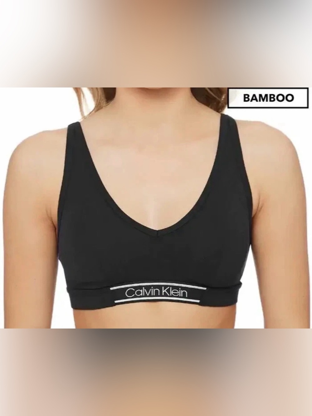 Calvin Klein Black Comfort V-Neck Bralette - Picture 7 of 8